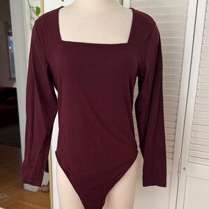 Old Navy Women's Square Neck Long Sleeve Bodysuit - Wine